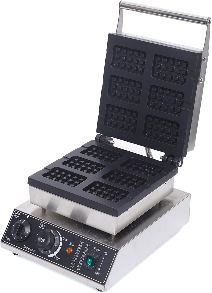 Commercial Waffle Maker 6 slices Honeycomb Waffle Pop Maker Iron Machine Nonstick 110V 1500W Square Waffle Maker Electric Waffle Machine Temperature and Time Control
