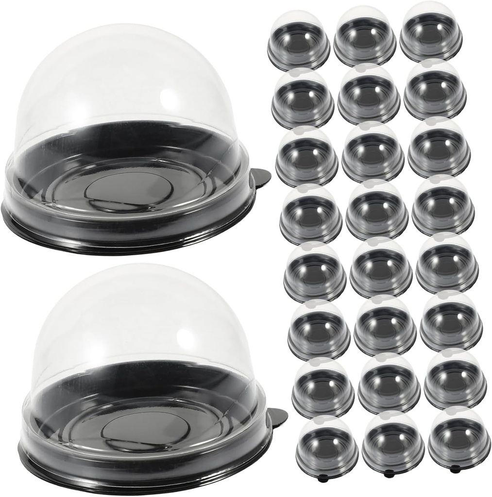 Luxshiny 50Pcs Dome Cake Boxes with Transparent Covers Abs Baking Packaging Containers for Cupcakes and Desserts and Stable Bottom Lightweight and Portable