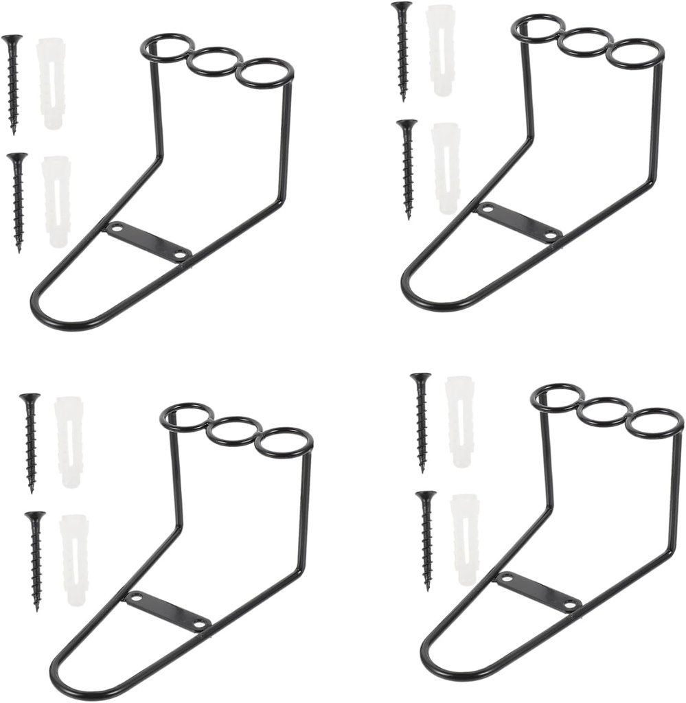 Amosfun 4pcs Sturdy Metal Plate Holder Dish Display Stand Plate Storage -mounted Rack for Artwork Kitchen Utensil