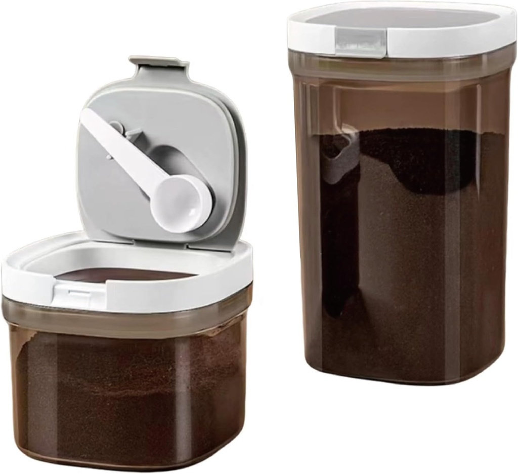 Airtight Coffee Canister, Coffee Storage Container with Scoop, Kitchen Food Storage Jar for Grounds Coffee, Beans, Tea, Sugar, Flour, Cereal, 15oz, 1300ml