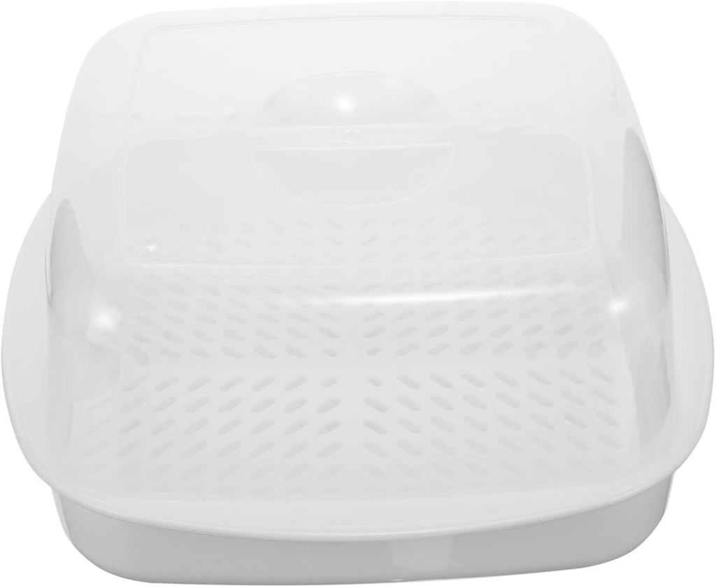 GARVALON Microwave Safe Household Steamer Basket White Heat Resistant Steamed Food Container with Transparent Cover Even Heating Microwave Oven Steaming Rack for Buns Dumplings and