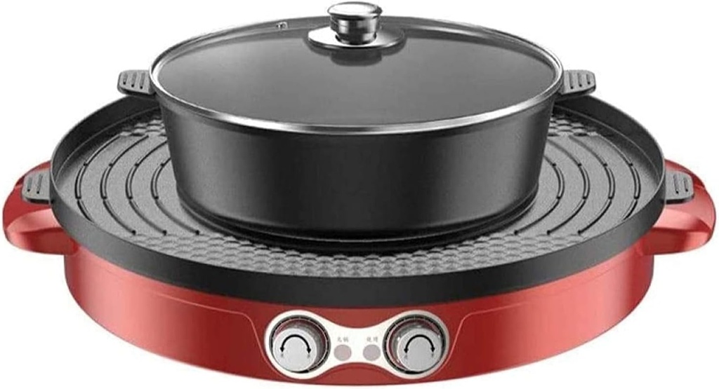 BBQ Smokeless Grill 2-in-1 Barbecue Hot Pot One Pot Detachable Electric Hot Pot Adjustable Temperature Indoor Smokeless Hot Pot Barbecue Machine