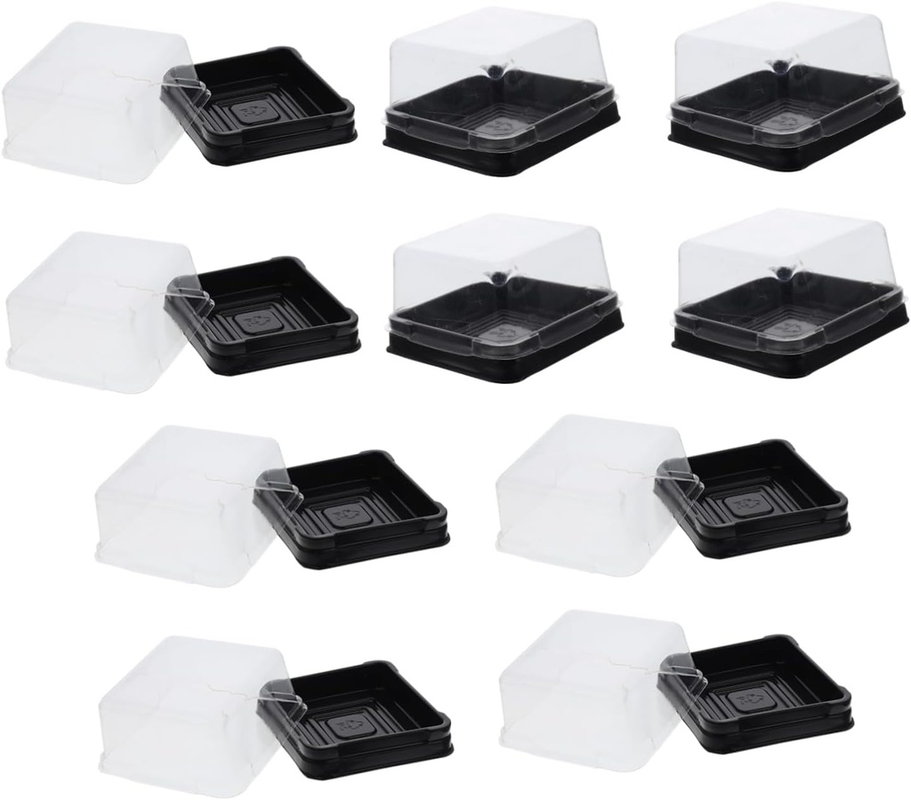 Wakauto 100Pcs Transparent Cake Boxes for Egg Yolk and Dessert Wrapping Boxes with Food Grade Square Bakery Supplies for Safe Storage and Easy Transport