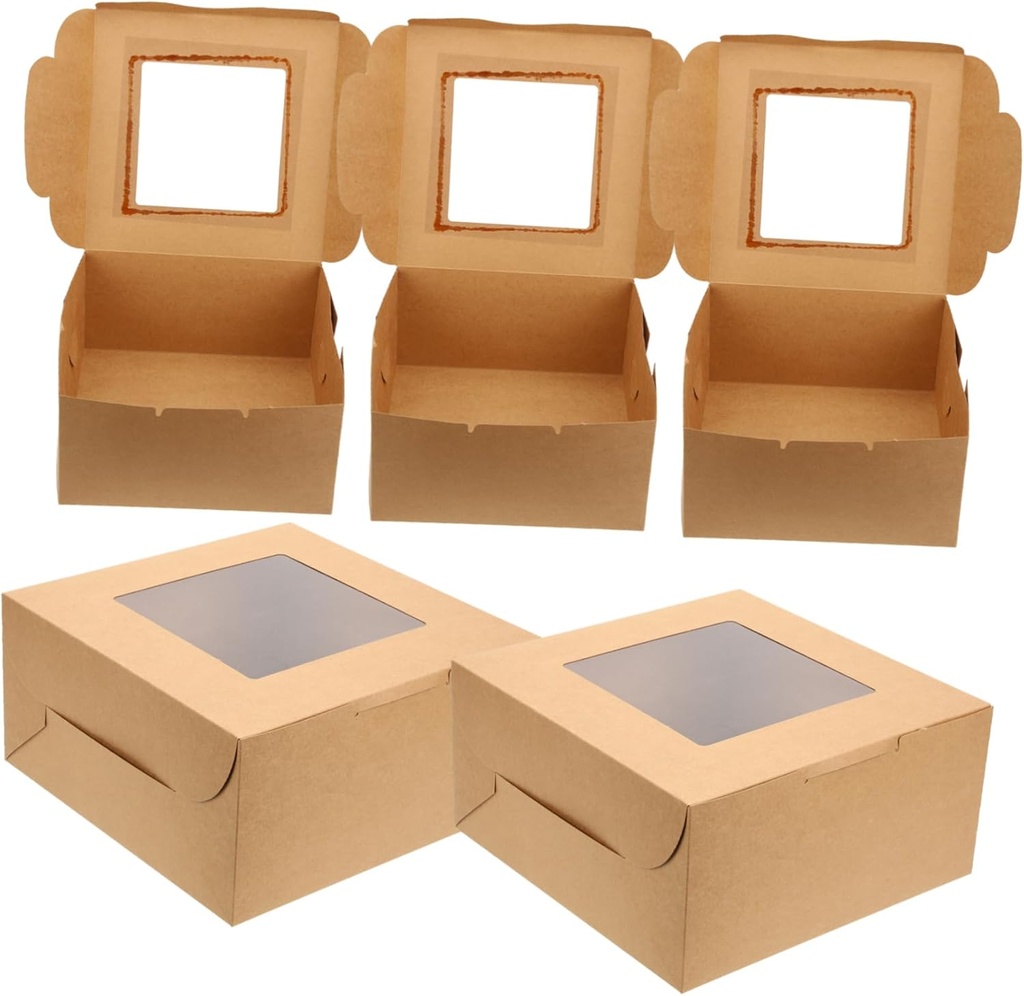 10Pcs Cake Packaging Boxes with Window Versatile Storage for Pastries Candies Cupcakes for Weddings Parties Kraft
