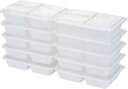 GoodCook Meal Prep Rectangle Three Compartment 20-Piece, White, Made without BPA