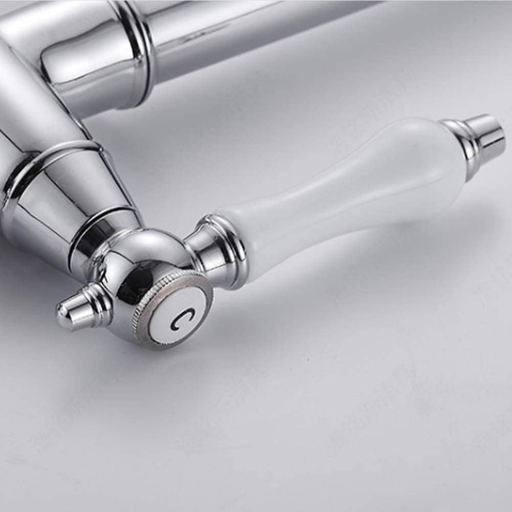 Kitchen Tap 360 ° Rotation High Arc Pull Out Tap Commercial Single Ceramic Double Handle Basin Hot and Cold Water Faucet Bathroom Sink Faucet,