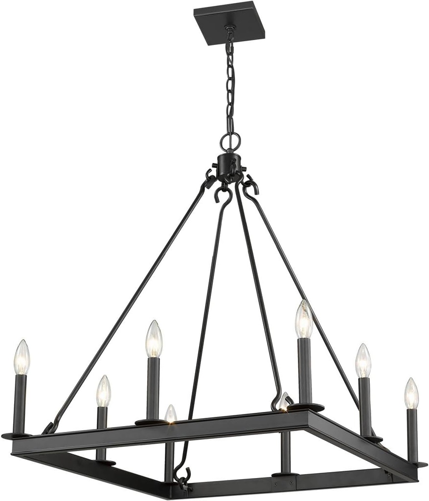 Z-Lite 8 Light Chandelier 482S-8-26MB, Black, 8 Light, 26" Square