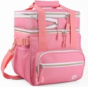 Lunch Bag Women, Double Deck Insulated Lunch Box Women - Expandable Leakproof Reusable Lunch Cooler Bag for Work Shift Outdoor Picnic Daytrip (Pink,18L)