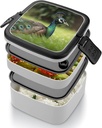 Bento Box Adult Lunch Box Lunchable Food Container with Utensil Animals That Open Their Tails Lunchbox Leak-Proof Lunch Containers Double Layer Bento Box for Dining Out Work Picnics Travel