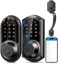 Veise Fingerprint Smart Locks for Front Door with Handle Set, Matte Black