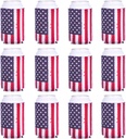 Can Cooler Sleeve 12pcs USA Flag Can Coolers Bulk Neoprene for Can and Bottle 120z