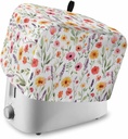 Colorful Spring Floral Toaster Cover 4 Slice, Large Kitchen Appliance Covers, Summer Botanical Farmhouse Toaster Oven Cover with Loop, Bread Machine Cover Polyester Dust Cover Protection