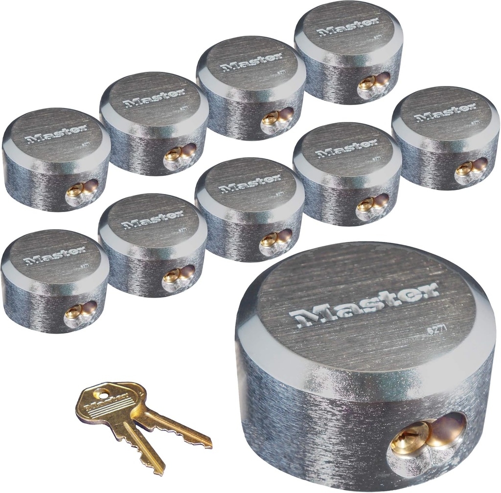 Master Lock 6271KA 10 Pack - 2-7/8in. ProSeries Reinforced Hidden Shackle Rekeyable Pin Tumbler Keyed Alike Padlock, Chrome