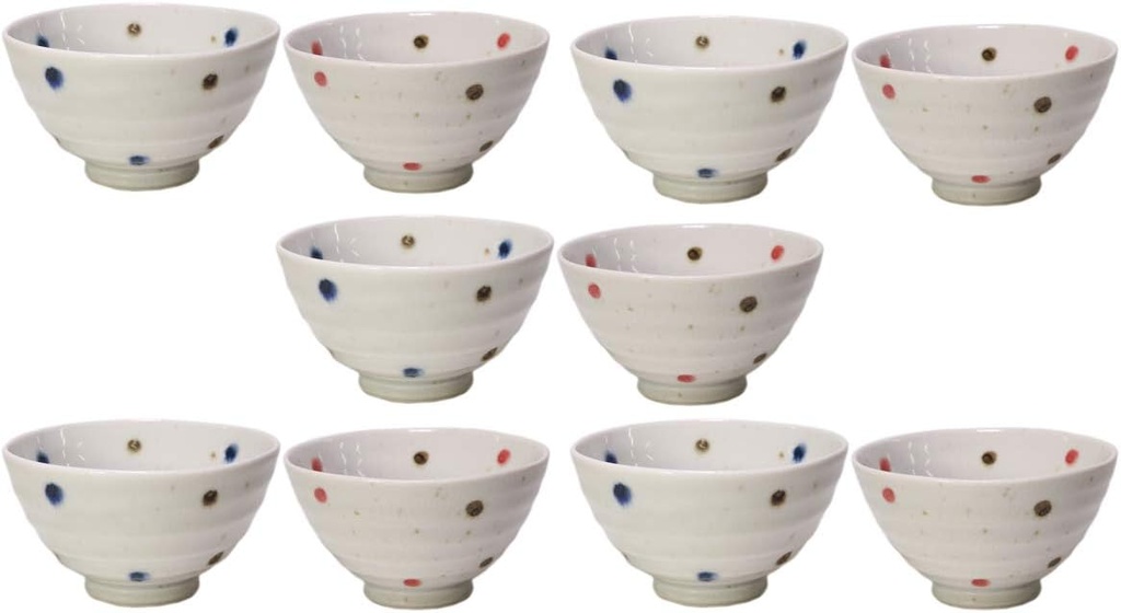 Set of 5 Couple Rice Bowl Set, Large and Small Set, Large 4.5 x 2.6 inches (11.6 x 6.6 cm), Small 4.2 x 2.4 inches (10.8 x 6.2 cm), Japanese Tableware, Sake Cup, Restaurant, Inn, Commercial Use