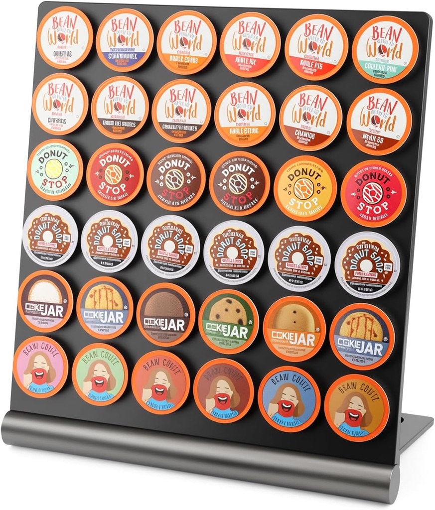 K Cup Holder, 36 Pod Storage, K Cup Organizer, Coffee Pod Display Rack for Countertop (Black)