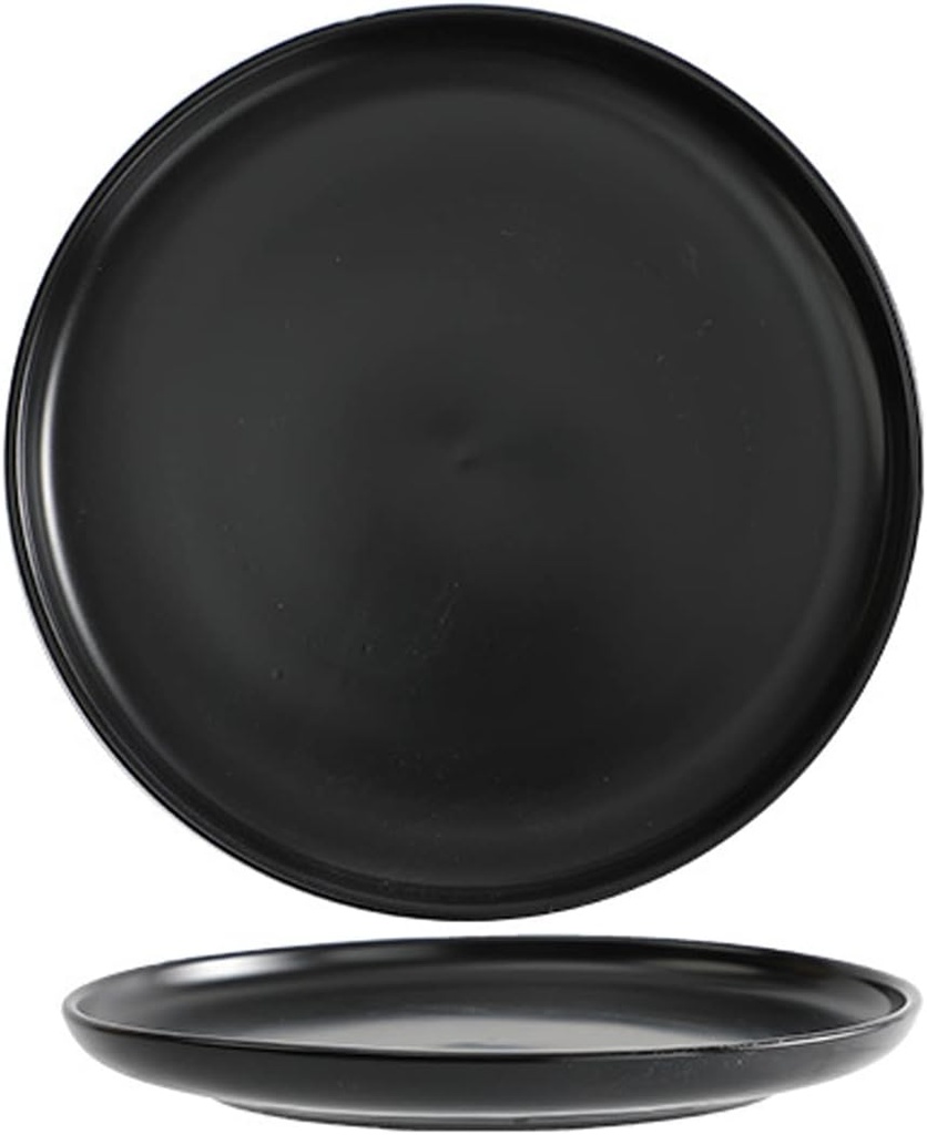 Dinner Plates Set of 2 Ceramic Round Dessert Salad Plates - Microwave, Oven, and Dishwasher Safe, Restaurant Kitchen Porcelain Serving Dishes Dinner Plates - 10 Inch Black