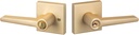 Sure-Loc BS107-SQ Basel Single Cylinder Keyed Entry Door Lever Set with Square Rose - Satin Brass