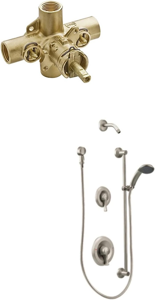 Moen T8342CBN-8372HD-L Commercial Posi-Temp Bathtub and Shower Faucet Kit with valve 8372HD Brushed Nickel