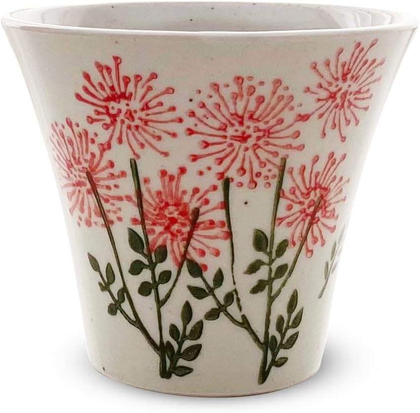 J-kitchens PNO606591 Hasami Ware Dinner Cup, Made in Japan, 4.9 fl oz (140 cc), Wildflower Red