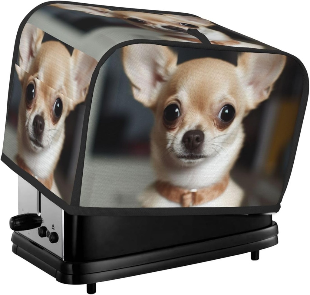 Cute Chihuahua Toaster Cover 2 Slice, Bread Machine Covers Quilted Toaster Dust Cover Universal Size Kitchen Small Appliance Cover With Top Handle