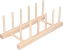 Plate Rack, Wood Plate Racks Dish Stand Holder Plate Organizer for Cabinet Space Saver Wooden Dish Drying Rack Vertical Drainer Kitchen Cabinet Organizer for Dish, Pots, Lids (5