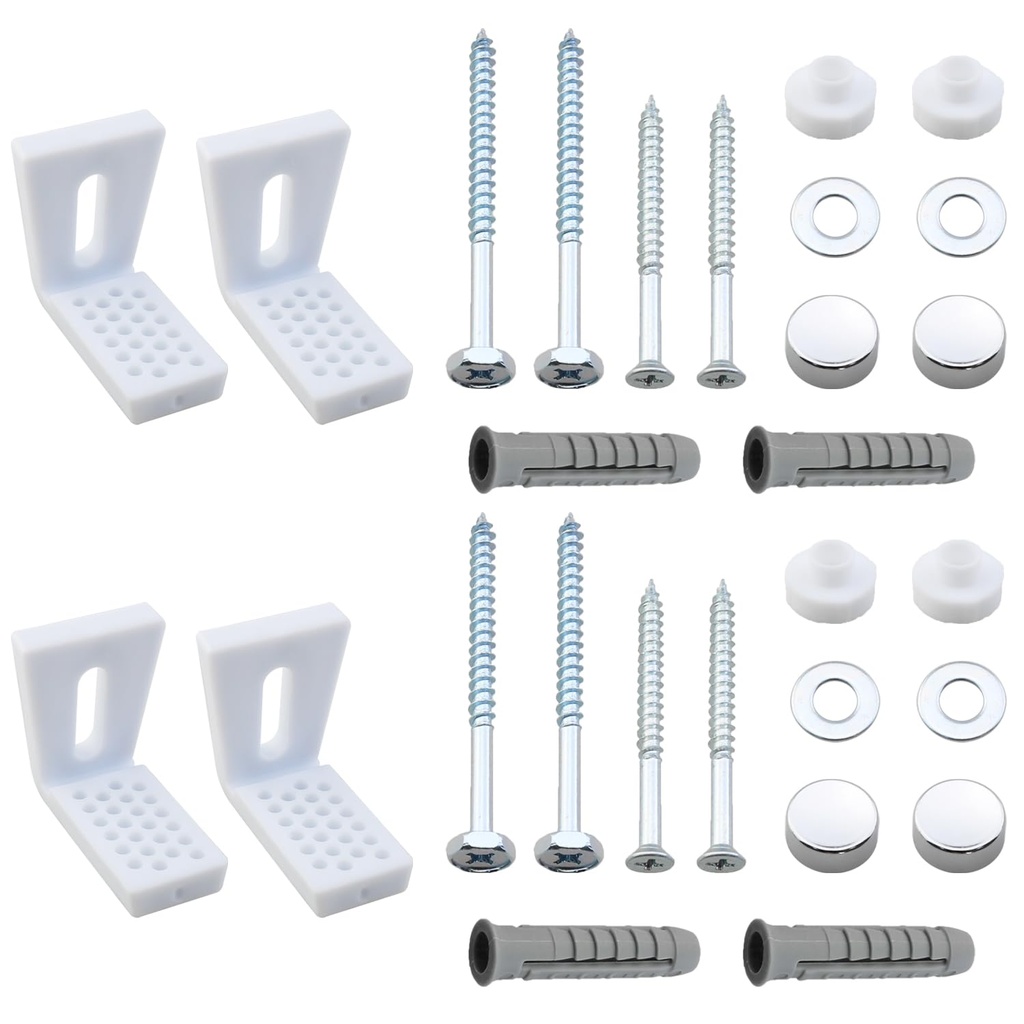 Heyous 2 Sets Toilet Seat Bolts Plastic L Shaped Mounting Bracket with Screws Bathroom Replacement Fittings Suitable for Repair