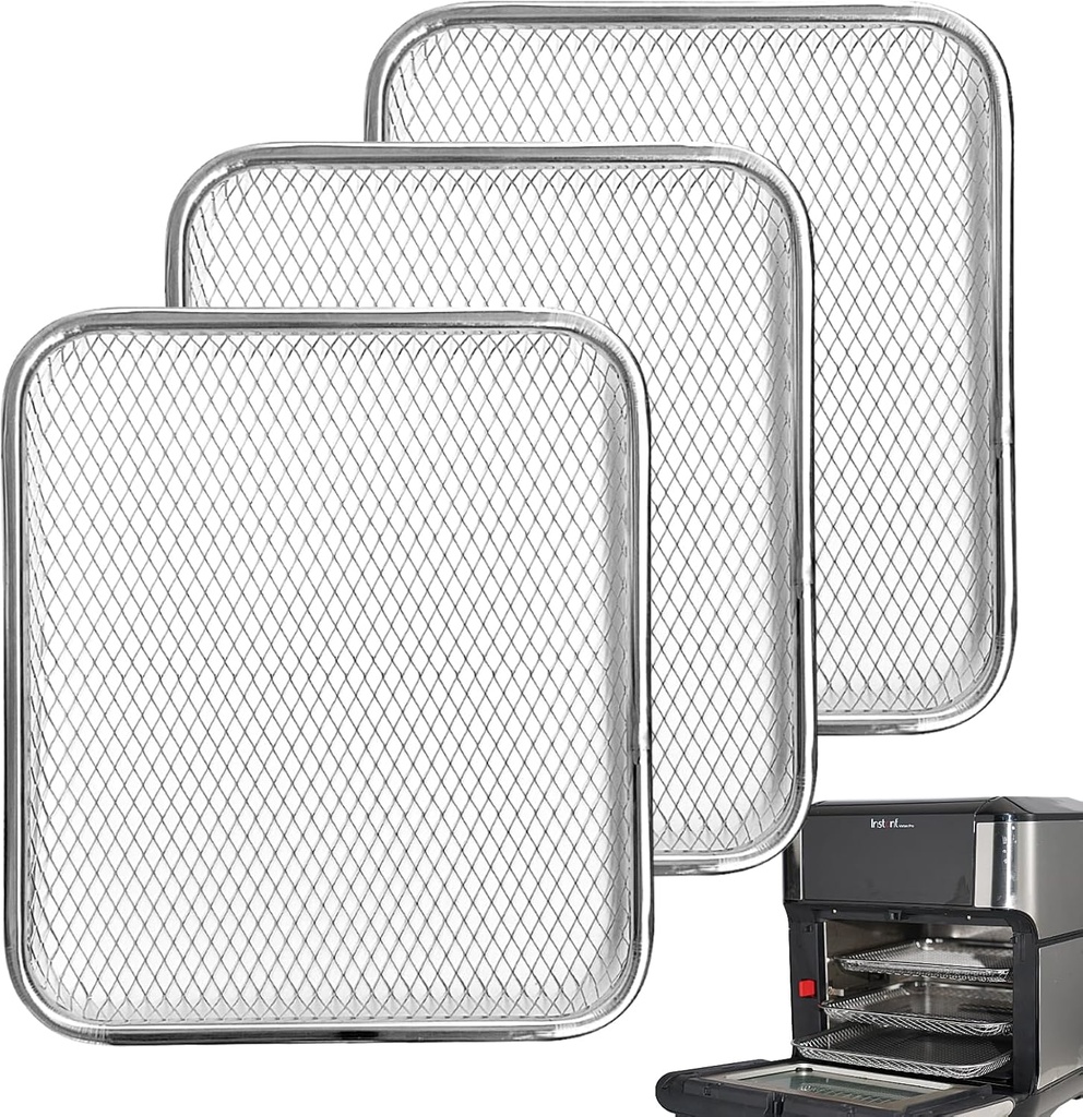 3-Pack Cooking Crisper Trays: Mesh Stainless Steel Replacement Trays Fit Instant Pot Air Fryer Oven 10QT - Max Airflow - BPA-Free - Teflon-Free - 2025