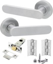 1 Set Internal Satin Chrome 'Sky' Lever on Rose Door Handle Pack Latch& Hinge