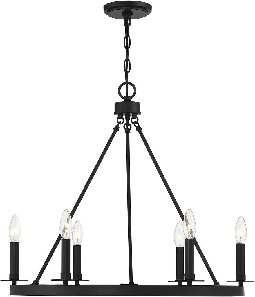 6 Light Chandelier in Mid-Century Modern Style-22 Inches Tall and 26 Inches Wide-Matte Black Finish -Traditional Inst
