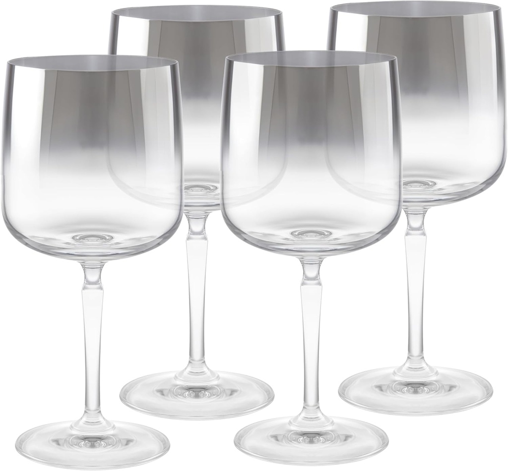 Barski Wine Glasses - Set of 4 - Water Glass -Smoked Metallic Ombre- Stemmed - 12 Oz. - for Red or White Wine or Water - Made in Europe