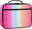 Rainbow Pink Glitter Kids Lunch Box for Boys Girls Kids Lunch Bag Insulated Lunch Boxes Reusable Large Lunch Tote Bag for School Picnic