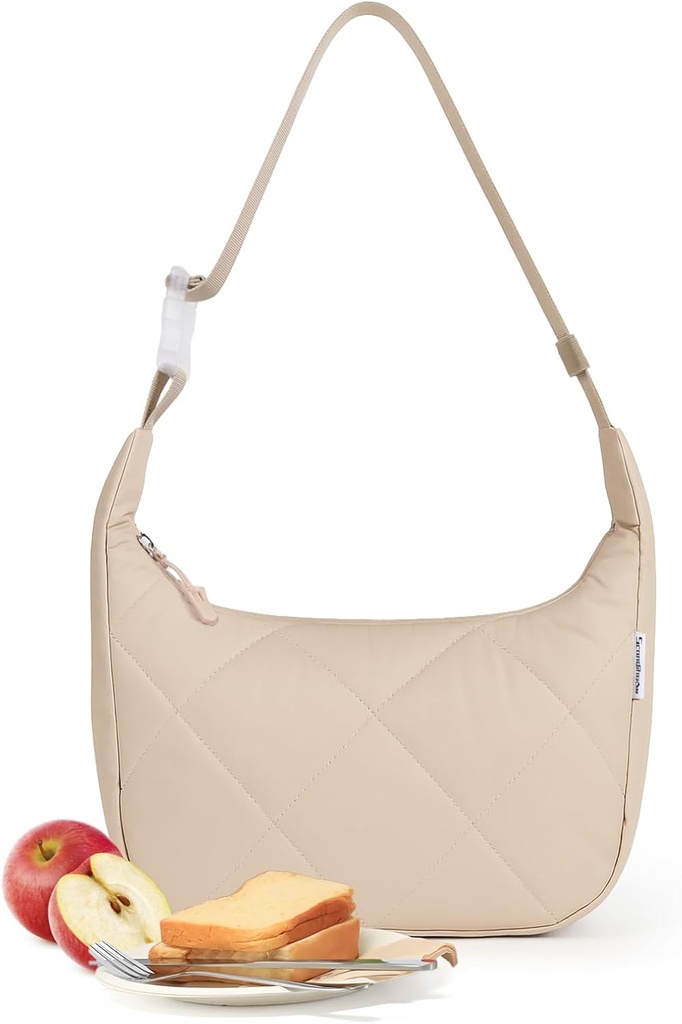 Lunch Bag Lunch Tote for Women, Insulated Lunch Box with Adjustable Strap, Leakproof Cooler Bag High Capacity Food Lunch Container for Work, Office, Picnic, Beige