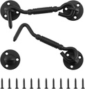 HOME MASTER HARDWARE Barn Door Hook and Eye Latch 4" Privacy Hook Lock Hardware Rust-Proof Gate Latch Cabin Hooks for Sliding Doors,Bathrooms,Outdoor,Windows,Bedrooms,Cabinet,2 Pack Black with Screws