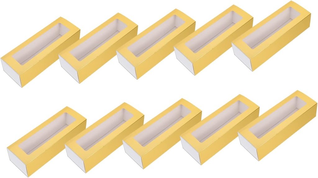 PRETYZOOM 10pcs Macaron Storage Boxes Window Bakery Treat Boxes for Cookies Candy Lids