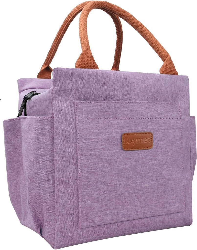 Joymee Lunch Bag Women Insulated Lunch Box Reusable Leakproof Large Spacious Cooler Tote for Women Men Adult with Bottle Holder and Side Pockets for Work Office Travel Picnic - Purple