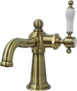 Kingston Brass KS154KLAB Nautical Single-Handle Bathroom Faucet with Push Pop-Up, Antique Brass