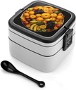 Bento Box Stackable 2 Layers Containers Adult Lunch Box A Lot of Fruit Lunchbox for Women Men All-in-One Meal Prep Containers Leakproof Lunch Containers for Work