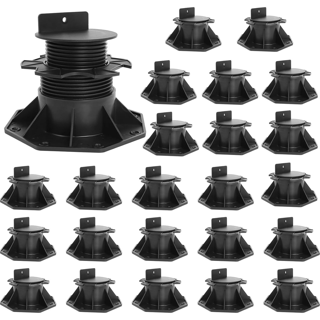 24Pack Adjustable Deck Support Pedestal, Deck Foundation Support Base for Floating Deck Platform, Deck Blocks Adjustable Deck Plastic Supports Pedestal Paver 2-3/8" to 5-1/2" by MCCKLE