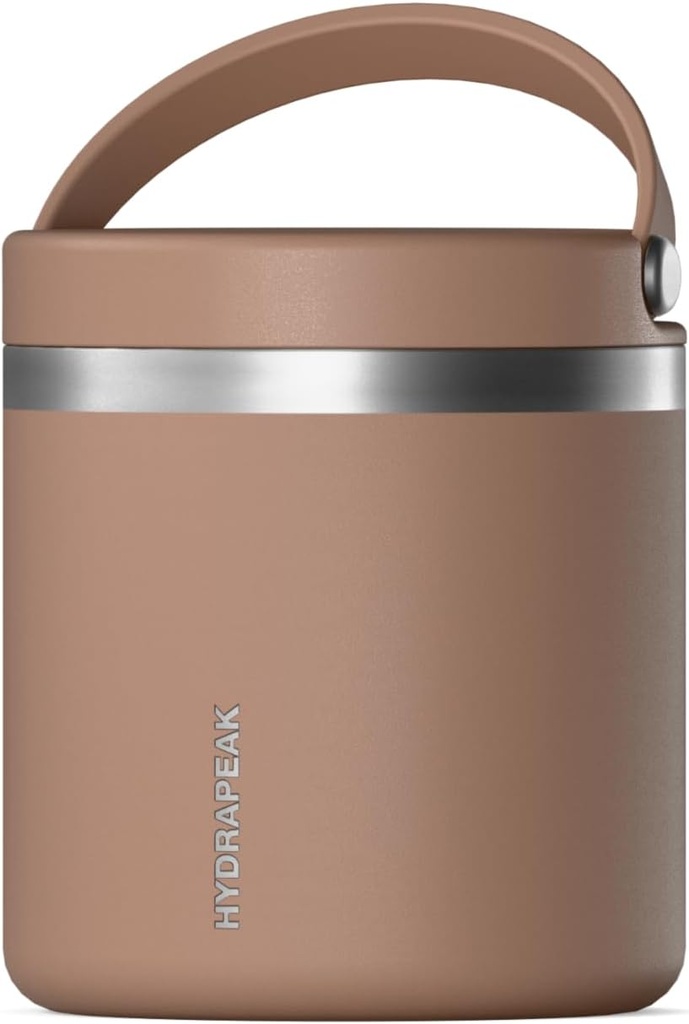 Hydrapeak 25oz Stainless Steel Vacuum Insulated Food Jar for Hot Food and Cold Food, Wide Mouth Leak-Proof Soup Jar for Adults, 10 Hours Hot and 16 Hours Cold (Almond)