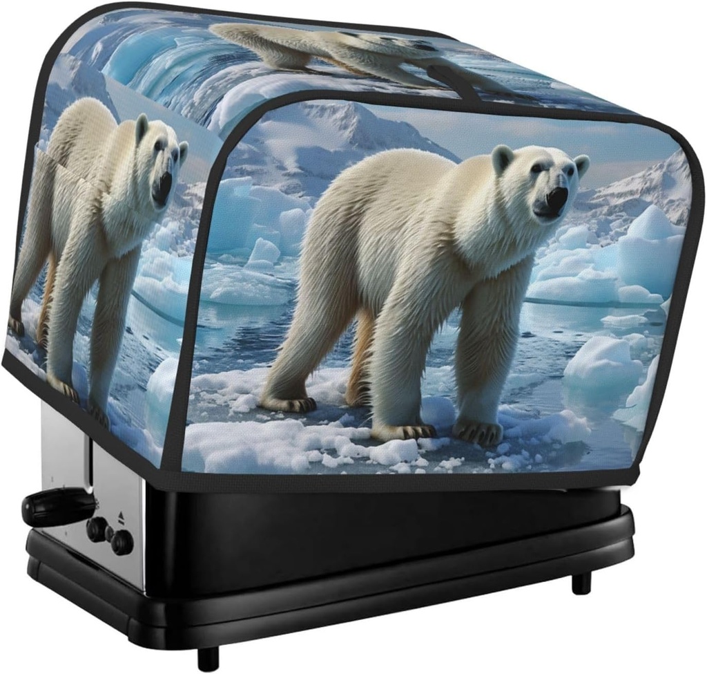2 Slice Toaster Cover with Pocket Universal Size Toasters Dusts Covers Polar Bear Ice Bread Machine Cover & Protection Bread Machine Protector Small Kitchen Appliance Covers