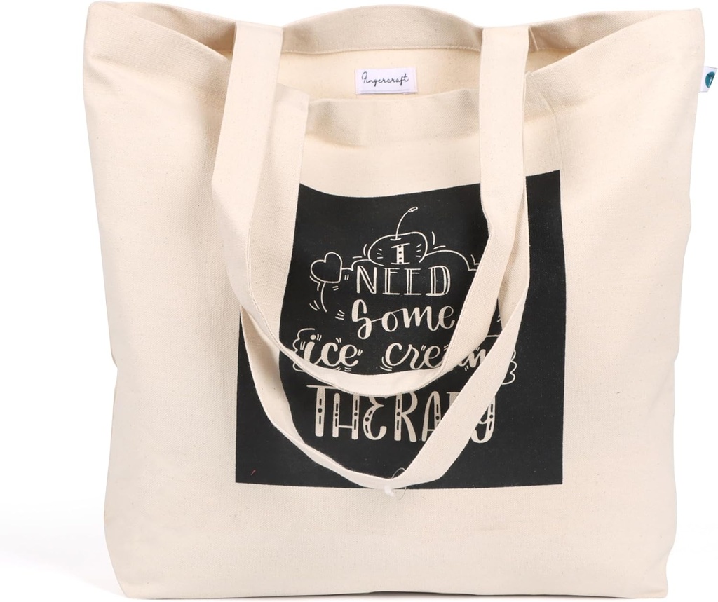 FINGERCRAFT Tote Bag, Lightweight High Capacity Canvas Shopping Bag, Multipurpose Use Grocery and Carry Bags for Men Women