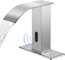 Automatic Motion Sensor Faucet with Waterfall Spout,Stainless Steel Sink Faucet with Hole Cover Plate (Regular, Chrome)