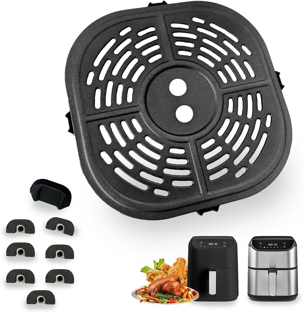 ALJ Square Air Fryer Crisper Tray for Bella Pro Series 6QT Digital Air Fryer, Upgraded Nonstick Air Fryer Grill Pan Crisper Plate Insert Grate Rack Grid Shelf for 6QT Bella Air Fryers, Dishwasher Safe