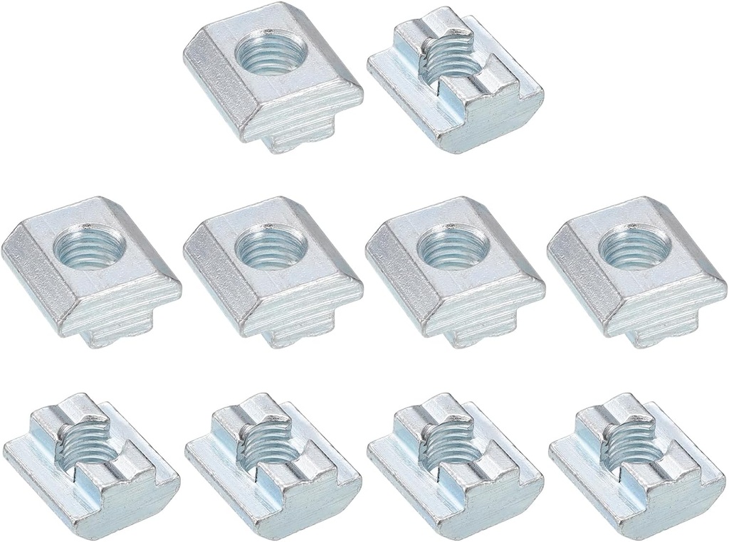 uxcell T Nuts, 15pcs - Nickel Plated Carbon Steel T Slot Bolts, 4545 Series M10 Hammer Head Fastener, Sliding T Nuts for Aluminum Extrusion Profile (Silver)