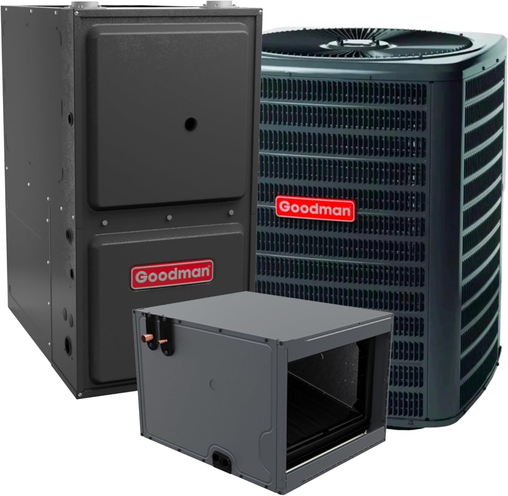 Goodman 4 TON 14 SEER2 Horizontal R-32 AC System with 96% AFUE 80k BTU Ultra-Low NOx furnace (GLXS4BA4810 condenser with GM9S960805CU furnace and CHPTA4830C3 coil)
