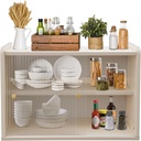 Bread Box for Kitchen Counter, Large Capacity Bread Storage Bin with Sliding Acrylic Wavy Door Panel, Countertop Storage Cabinet for Dish, Bowl, Bread