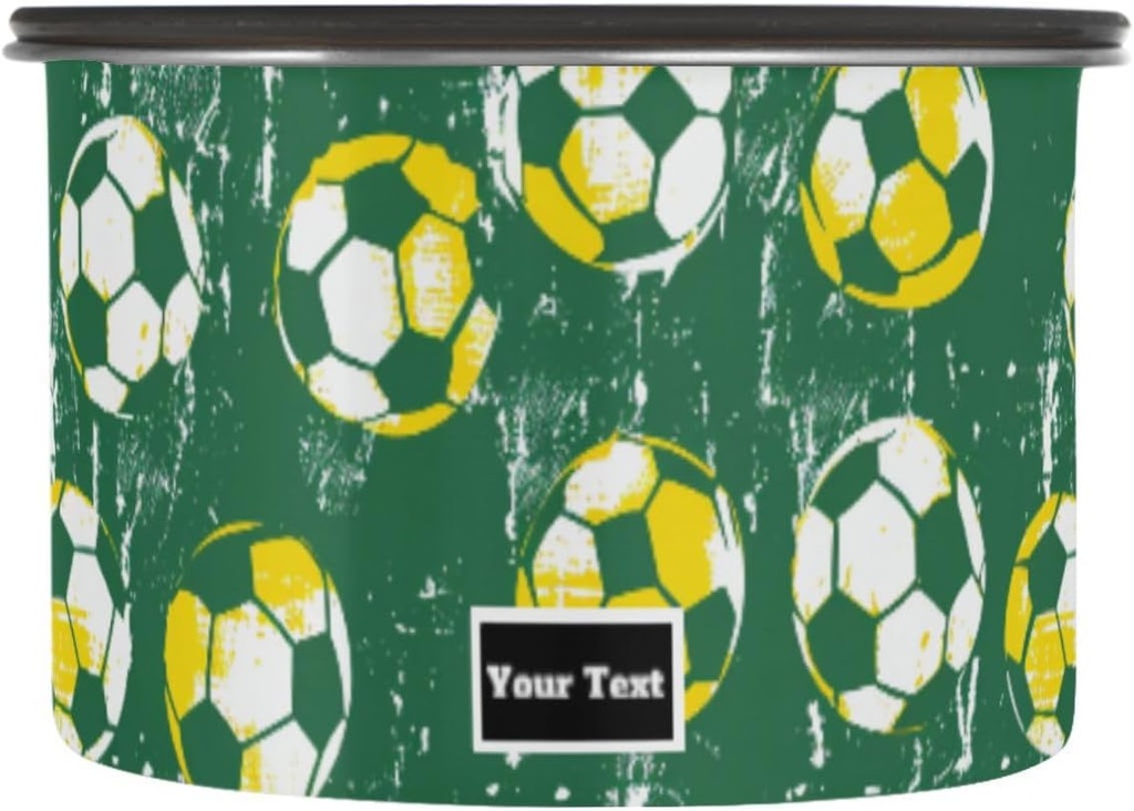 ALAZA Soccer Football Green Airtight Coffee Bean Canister Customed 17oz Food Storage Containers with Lids For Gournd, Tea, Sugar, Flour, Rice, Cereal, Candy Cookie Jar