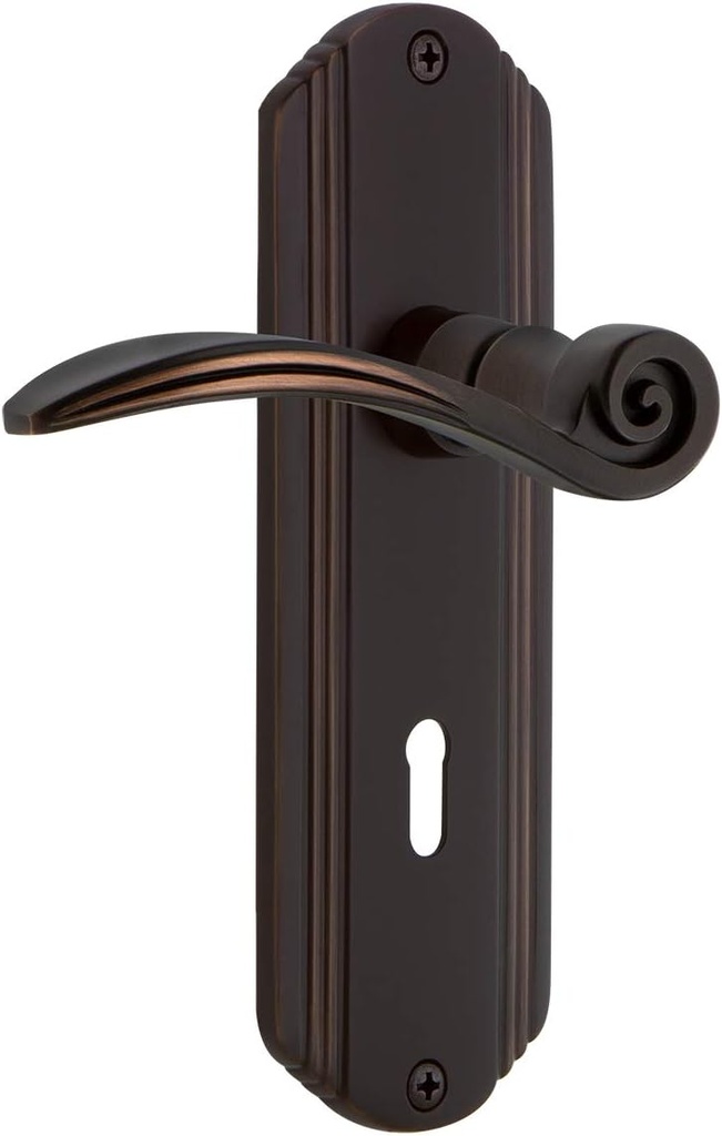 Nostalgic Warehouse Deco Plate Single Dummy with Keyhole Swan Lever in Timeless Bronze