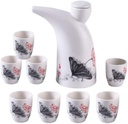 9 Pieces Set Jingdezhen Ceramic Wine Pot Wine Glass Set Household Wine Bottle Retro Chinese Court Antique Wine Jug Wineglass -A09