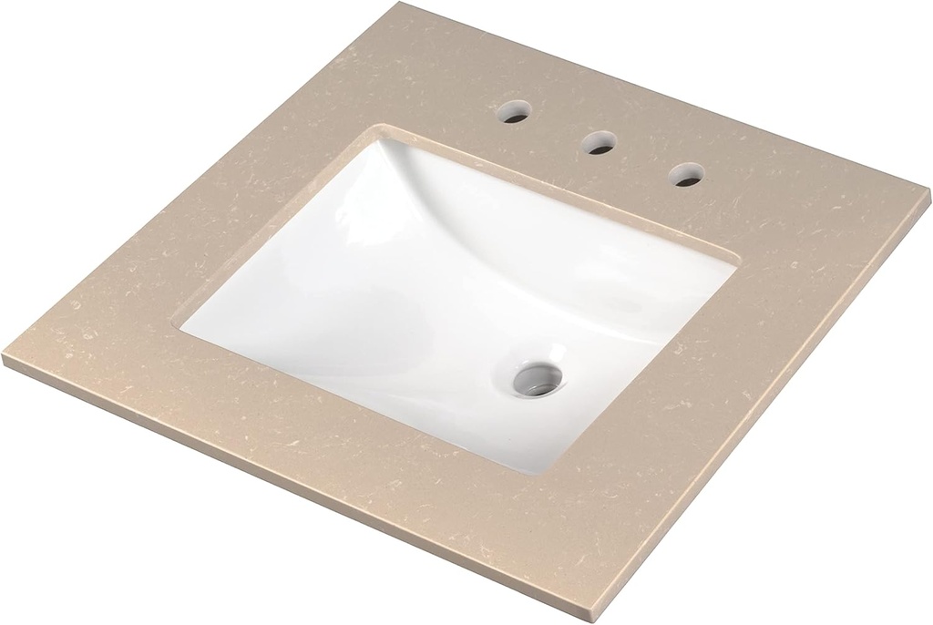 MSI Cosmic Sand Vanity Top with Under Mount Rectangle Ceramic Sinks, Engineered Marble Stone, 4" CC Faucet Holes, 31"X22"